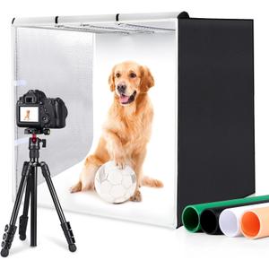 PULUZ 32"x32" Light Box Photography, Large Photo Light Box with 3 Stepless Dimming Light Panel, 234 LED Beads, Professional Photo Booth Shooting Tent Kit with 4 Color Backdrops for Product Photography