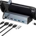 6-in-1 USB C Hub with HDMI 4K@60Hz, 100W PD Charging, 3 USB 3.0 Ports, Gigabit Ethernet, Aluminum Alloy USB-C Docking Station for Steam Deck, Laptop, macOS, Windows, Linux, Gaming Devices