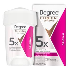 Degree Clinical Strength Antiperspirant Deodorant 96-Hour Sweat and Odor Protection Original Soft Solid 5x Types of Sweat 1.6 oz