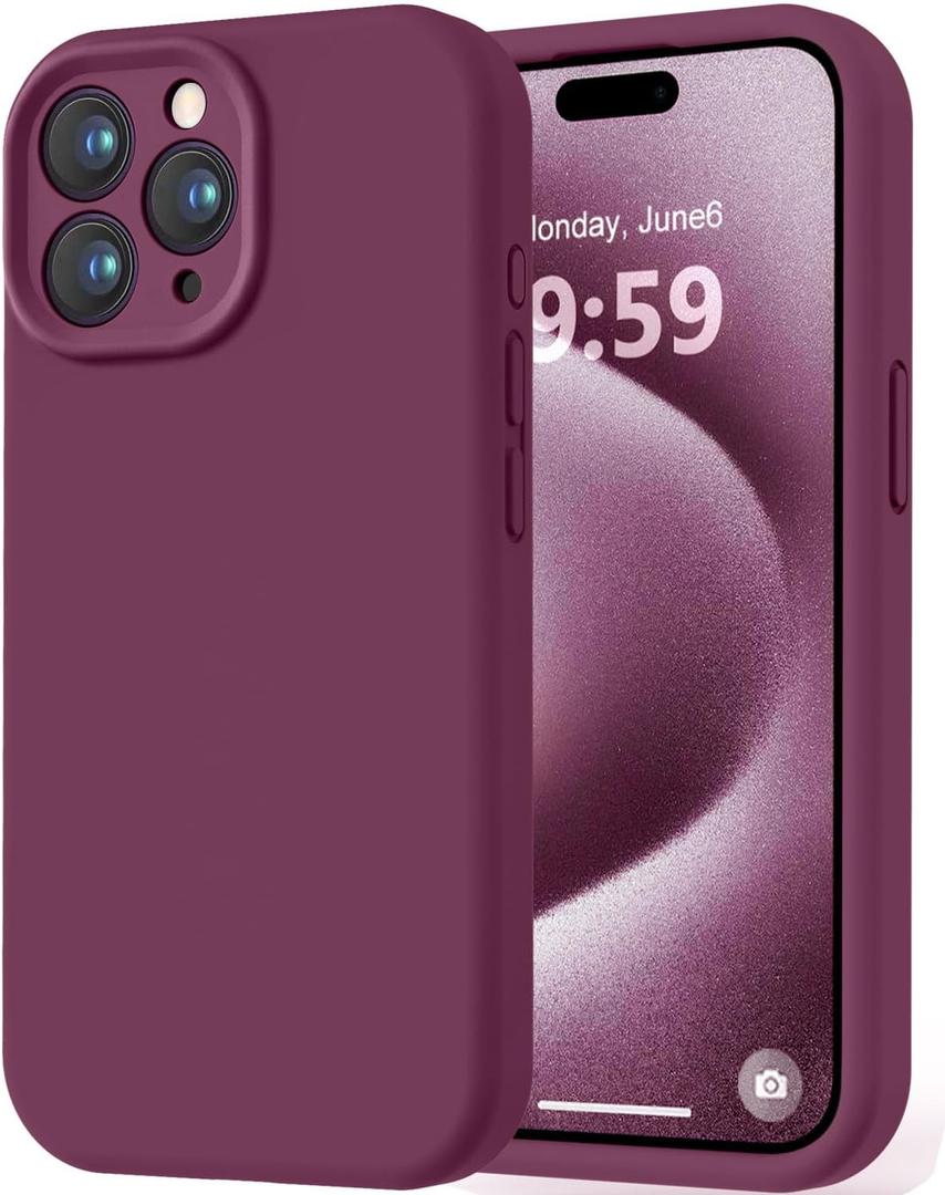 LOVE 3000 Designed for iPhone 15 Pro Max Case, Premium Silicone with [Soft Anti-Scratch Microfiber Lining] Shockproof Protective Phone Case for Men Women Girls 6.7", WineRed