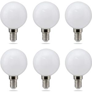 E14 G16(G50) LED Light Bulb 5W Round Light Bulb 50W Equivalent E14 Base Warm White 3000K Frosted Glass 750 Lumen Round Vanity Light Bulbs for Padent Ceiling Fan Chandelier, 6 Pack