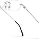 HEPIDEM Vintage Style Rimless Rectangular Metal Eyeglasses for Men,New Frameless Square Optical Glasses Frame