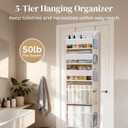 5 Tiers Over the Door Organizer with 10 Mesh Side Pockets, 44 lbs Weight Capacity Closet Hanging Storage Organizer with Large Clear Window Kids Toys, Shoes, Diapers, Beige