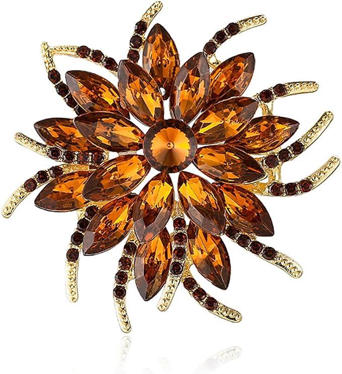 Rhinestone Flower brooch Pin Large Crystal Flower brooch Lapel Pins Wedding Party Birthday Dance Banquet Dress Suit Ceremony Clothes Hat Bag Accessories Jewelry for Women