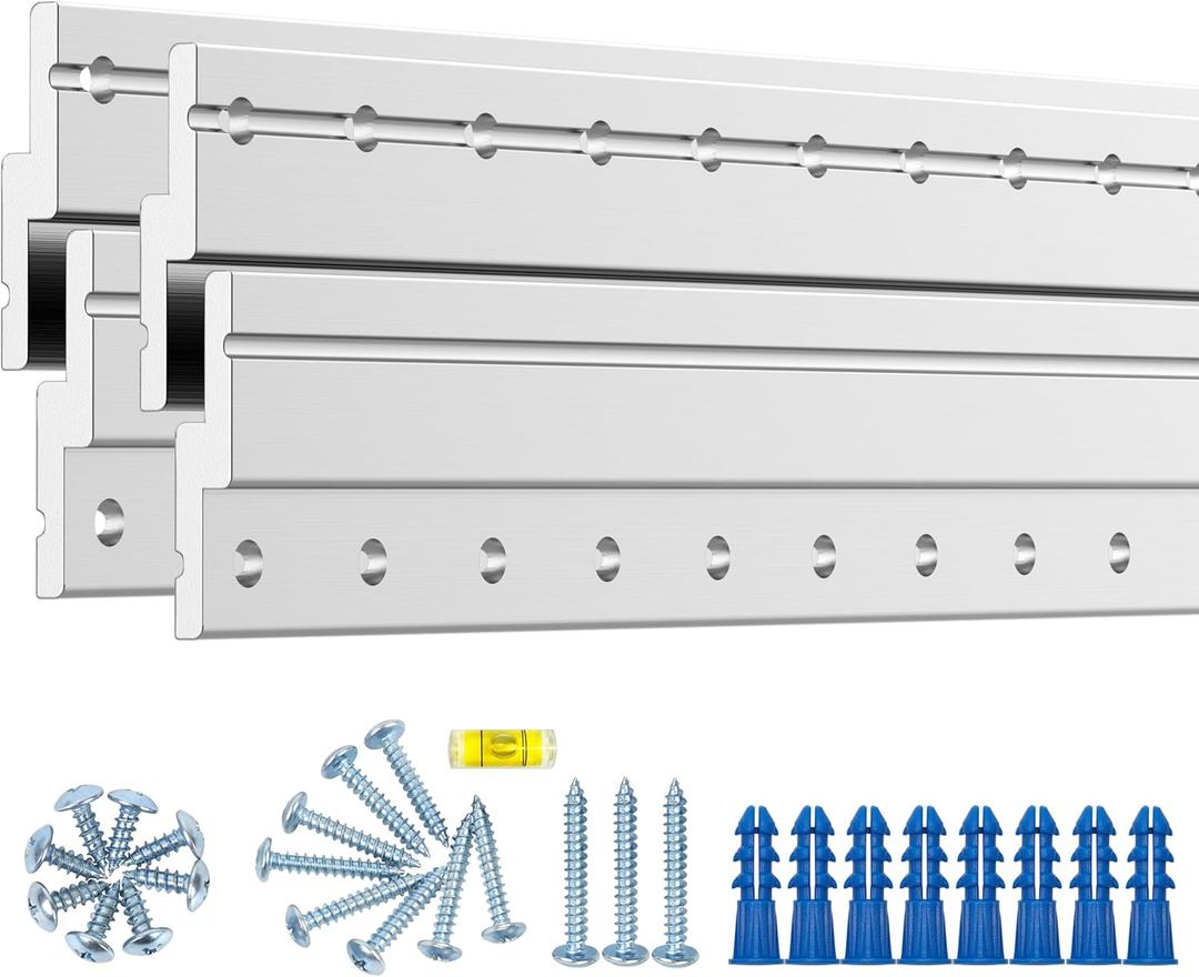 34 Inch Heavy Duty French Cleat Hanger, Heavy Mirror Mounting Hardware & Picture Hanging kit, Wall Mount Brackets for Cabinets, Shelf, Headboard - Z Clips 2 Pairs up to 300 lbs