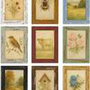 puthiac 4x6 Picture Frames Set of 9, Rustic Farmhouse Gallery Wall Decor with 9 Curated Distressed Finishes and 9 Vintage Art Prints, Wall or Tabletop Decor for Living Room, Bedroom