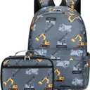 CAMTOP Backpack for Kids, Boys Girls Preschool Backpacks with Lunch Box Toddler Kindergarten School Bookbag Set (Excavator)