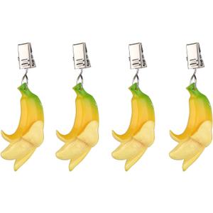 TwoFish Home Set of 4 Resin Banana Tablecloth Weights Clips Handicraft Banana Tablecloth Clamps Pack of 4