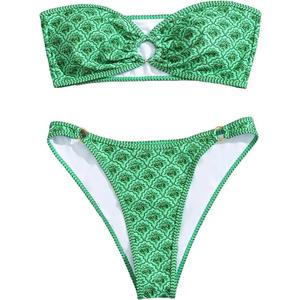 Women's Plus Size High Waist Bikini Set, High Waisted Bikini Sets Soft Tops & High-Waisted Bottoms Waist Two Piece Swimsuits Printed Swimwear Ladies Swimming Costumes L