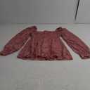 Ruched Blouse Square Neck Swing Blouse Casual Ruched Tiered Shirt Tunic Long Sleeve Chiffon Top Rose Pink XL