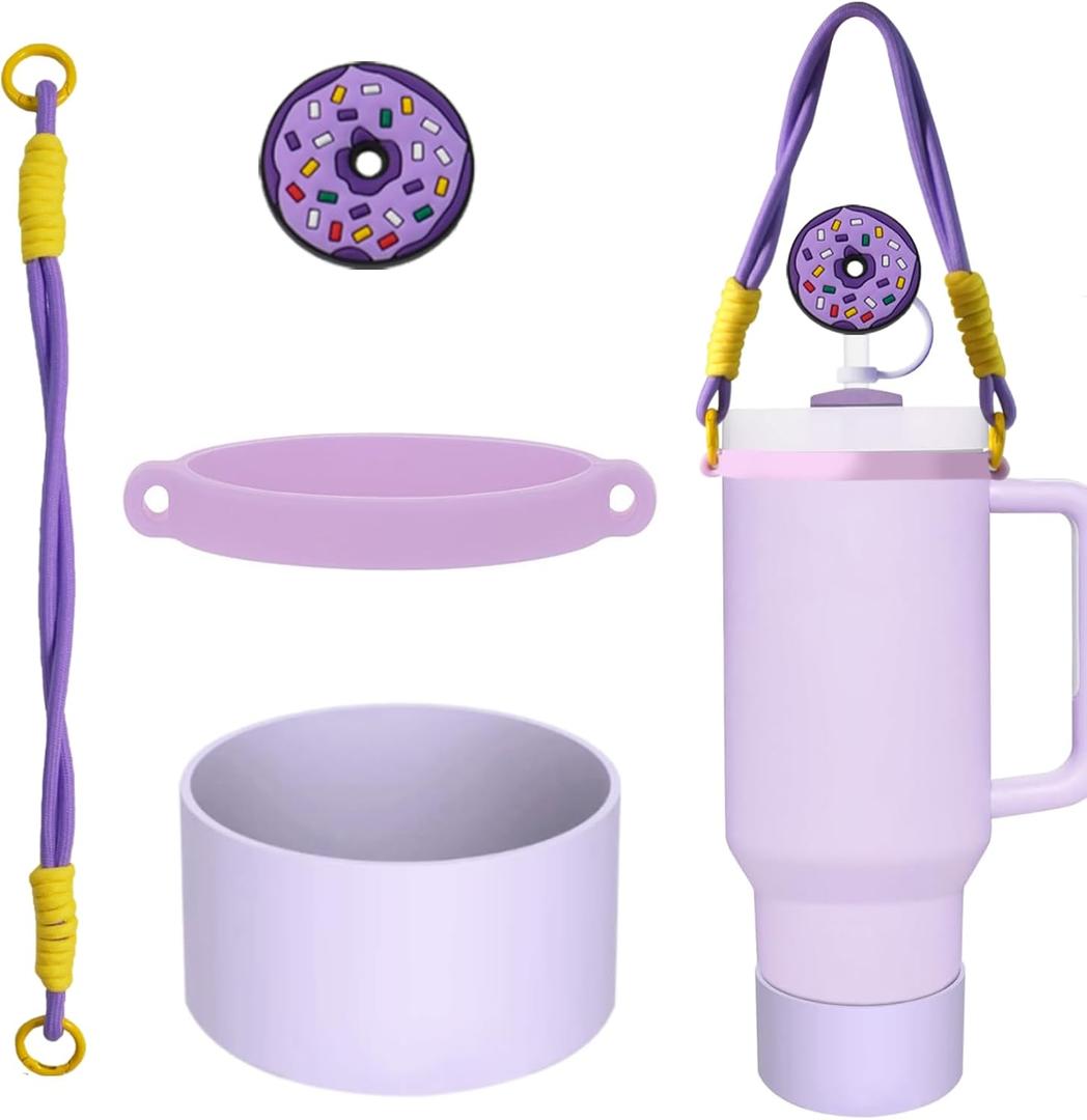 2 x Stanley Cup 40/30 oz Accessories Set Includs 1 Pcs Silicone Stanley Cup Boot 1 Pcs Handle Strap 1 Pcs Siliocne Straw Cover for stanley cups