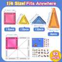 Travel Magnetic Tiles Toddler Toy Set, 42PC Mini Magnetic Tiles & Building Blocks for Kids, Portable STEM Sensory Toys for Restaurant & Airplane, Gift for 3+ Years Old Boys Girls with Iron Case