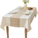 Linen Tablecloths for Rectangle Tables,6 FT Table Cloth Advanced Waterproofing Technology for Dinningroom,Farmhouse