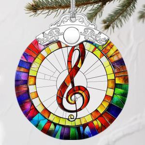 Stained Glass Musical Christmas OrnamentChristmas Tree Ornaments & Holiday Decor  Holiday Presents & Gift Ideas & Music Teacher Gifts & Music Lover Gifts & Musician Gift