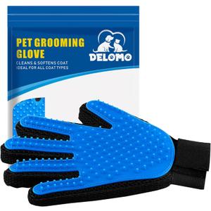 Pet Hair Remover Glove - Gentle Pet Grooming Glove Brush - Deshedding Glove - Massage Mitt with Enhanced Five Finger Design - Perfect for Dogs & Cats with Long & Short Fur - 1 Pack (Right-hand), Blue