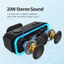 DOSS SoundBox Pro Bluetooth Speaker, 20W Stereo Sound, Active Extra Bass, 20H Playtime, Multi-Colors Lights, TWS Pairing, IPX6 Waterproof for Garden, Hiking, Camping, Outdoor, Party-Black