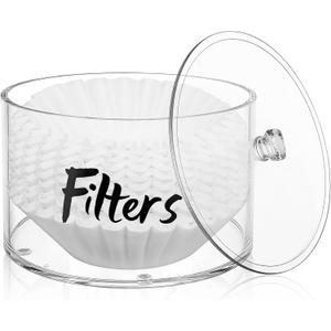 Acrylic Coffee Filter Holder with Lid, Reusable Storage Container for Coffee Filters, Coffee Filter Dispenser for Kitchen Counter, Coffee Bar, Office, Clear