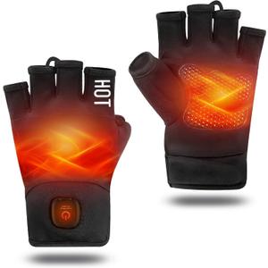 uncn Heated Gloves Fingerless for Women Man with 3.7V 3000mAh Battery Cordless Work Touchscreen Gloves for Winter Cold Weather Rechargeable Electric (Medium)