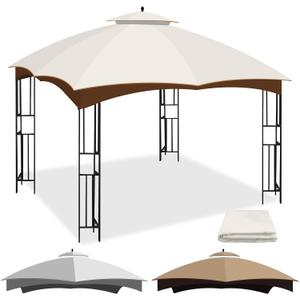 10 x 12 Replacement Gazebo Canopy Top for Lowe's Allen Roth Gazebo, Double-Tier Gazebo Roof Cover with Air Vent,Heavy Duty Canopy Roof Gazebo Top 10X12 Gazebo Cover (Beige A)