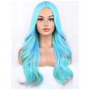 BERON Blue Mixed Colorful Wigs Long Wavy Wig for Women Girls Middle Part Heat Resistant Synthetic Hair Wigs for Cosplay Party Daily or Use