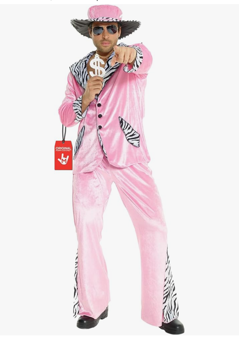 Morph Pink Pimp Costume For Men, 70s Pimp Suit Costumes, Mens Pimp Costume
