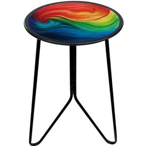 LIFFY Patio Side Tables,12" Outdoor Metal Side Table with Glass Tabletop,Indoor Small Round Decorative Plant Stand & Accent Table for Garden, Yard, Balcony, Backyard, Porch