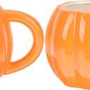 Cabilock 2PCS Halloween Pumpkin Mugs, 500ml Ceramic Pumpkin Fall Coffee Cup, Thanksgiving Halloween Christmas Gift for Women Men