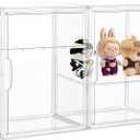Acrylic Display Case, 2 Tier Clear Plastic Stackable Storage Bins with Magnetic Lids, Figure Display Case for Collectibles Cosmetic Acrylic Box, 2 Pack LXLXXL