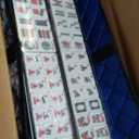 American Mahjong Game Set, 166 Premium White Tiles, 4 All-in-One Color Rack/Pushers, Complete Mahongg Tile SetFlower Printed Carrying Bag (Rectangular, Black), 8 inches x 15 inches x 2 inches