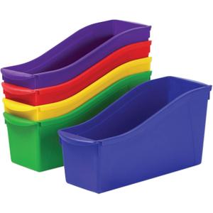 Storex 70105U06C Interlocking Book Bins, 4 3/4 x 12 5/8 x 7, 5 Color Set, Plastic, Multicolor