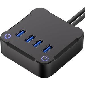 Computer PC Power Button, Desktop Power Button PC External Power Button with 4 Port USB 3.0 Hub