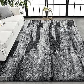 Super Soft Shaggy Rugs Fluffy Carpets, 6x9 Feet, Indoor Modern Plush Area Rugs for Living Room Bedroom Kids Room Nursery Home Decor, Upgrade Anti-Skid Rectangular Fuzzy Rug, Charcoal Grey