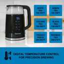 Kenmore Electric Kettle - 1.7 Liter Cordless Digital Chauffe-eau, Instant Pot Tea Kettle, Preset Temperature Control, Automatic Shut- Off, Cool Touch, Hot Water Boiling Heater, Black