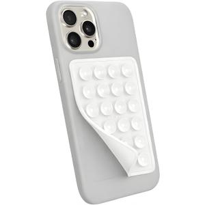 Suction Phone Case Mount, Phone Sticky Grip for iPhone and Android, Adhesive Phone Accessory, Hands-Free Mirror Shower Phone Holder for Videos and Selfies (White, Blue) Pack of 2 