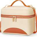 WOOMADA Insulated Lunch Bag For Women - Leakproof Adult Lunch Box With Adjustable Strap, Ideal For Office, Picnic, Hiking, Beach - Stylish Cooler Tote Bag (Large, beige-orange)