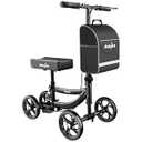 Aojin Knee Scooter for Adults for FootInjuries, 300lbs Capacity, All Terrain Foldable Knee Scooter Walker with Bag, 13" Wide Pu Seat, Compact Crutches Alternative (Black)