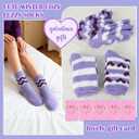 5 x Ithmahco Mothers Day Fuzzy Slipper Socks Gifts for Women Mom, 5 Pairs Fluffy Socks & Gift Card for Sisters Friends Her (Purple)