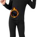 Fleece Lined Toddler Thermal Set, Thermal Underwear for Kids, Black Base Layer Long Johns for Boys Girls (3T)