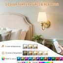 Battery Operated Wall Sconce Set of 2,Wireless Wall Sconces with 10000 mAh,RGB Rechargeable Sconces with Remote,Cordless Wall Lights for Bedroom,Living Room,Bathroom,Renter Friendly Home Decor (Gold)