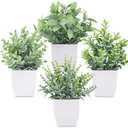 Der Rose 4 Pack Fake Plants Mini Artificial Greenery Potted Plants for Home Decor Indoor Office Table Room Farmhouse Bathroom Decor