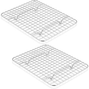 TeamFar Small Cooling Racks, 2-Piece Stainless Steel 9.75 x 7.5 Heavy Duty Grid Wire Rack for Baking Roasting Broiling Drying, Fits Small Toaster Oven, Non-Toxic & Heavy Duty, Dishwasher Safe