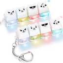 FunisFun 2 PCS Keyboard Fidget Toy Silent & Clicky Keyboard Keychain with LED Lights Detachable Bear Shape Clicker Fidget Toy for Adults Anxiety & Stress Relief (White, 4in1-2Pack)