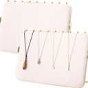 Mornajina 14 x 10 inches Necklace Display Stands for Selling, Double-sided Velvet Necklace Display for Vendors Craft Show Display Stands Chain Jewelry Necklace Organizer Stand Holder (Beige, 2 Packs)