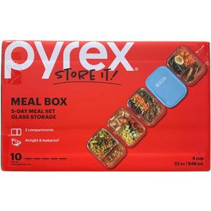 Store It! Food Storage Container Set, 10-Piece, BPA-Free Plastic, Rectangle with Snap-on Lids, Clear