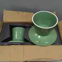 6.2 Inch Extra Wide Elevated Ceramic Cat Bowls, Food and Water Bowl Set for Elder Big Cats Small Dogs, Raised Design for Pet Easy Eating, Protect Cat's Spine Set of 2(Light Green)