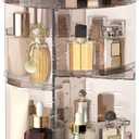 360 Rotating Makeup Organizer with Lipstick Slots, DIY 8 Adjustable Height Spinning Skincare Organizers, Brush and Perfume Storage Carousel, Cosmetic Display Case for Vanity Bathroom Countertop