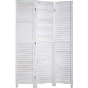 3 Panel Room Divider Privacy Screen 5.57 Ft Tall Privacy Wall Divider 66.9" x 15.7" Each Panel Folding Wood Screen for Home Office Bedroom Restaurant (White)
