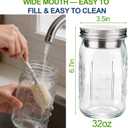 Palksky 32oz Salad Jars with Dressing Cup, 2 Pack Glass Salad Pod Mason Jar, Leak-Proof Stainless Steel Lid, On-the-Go Fresh Food Jar for Lunch & Weekly Prep