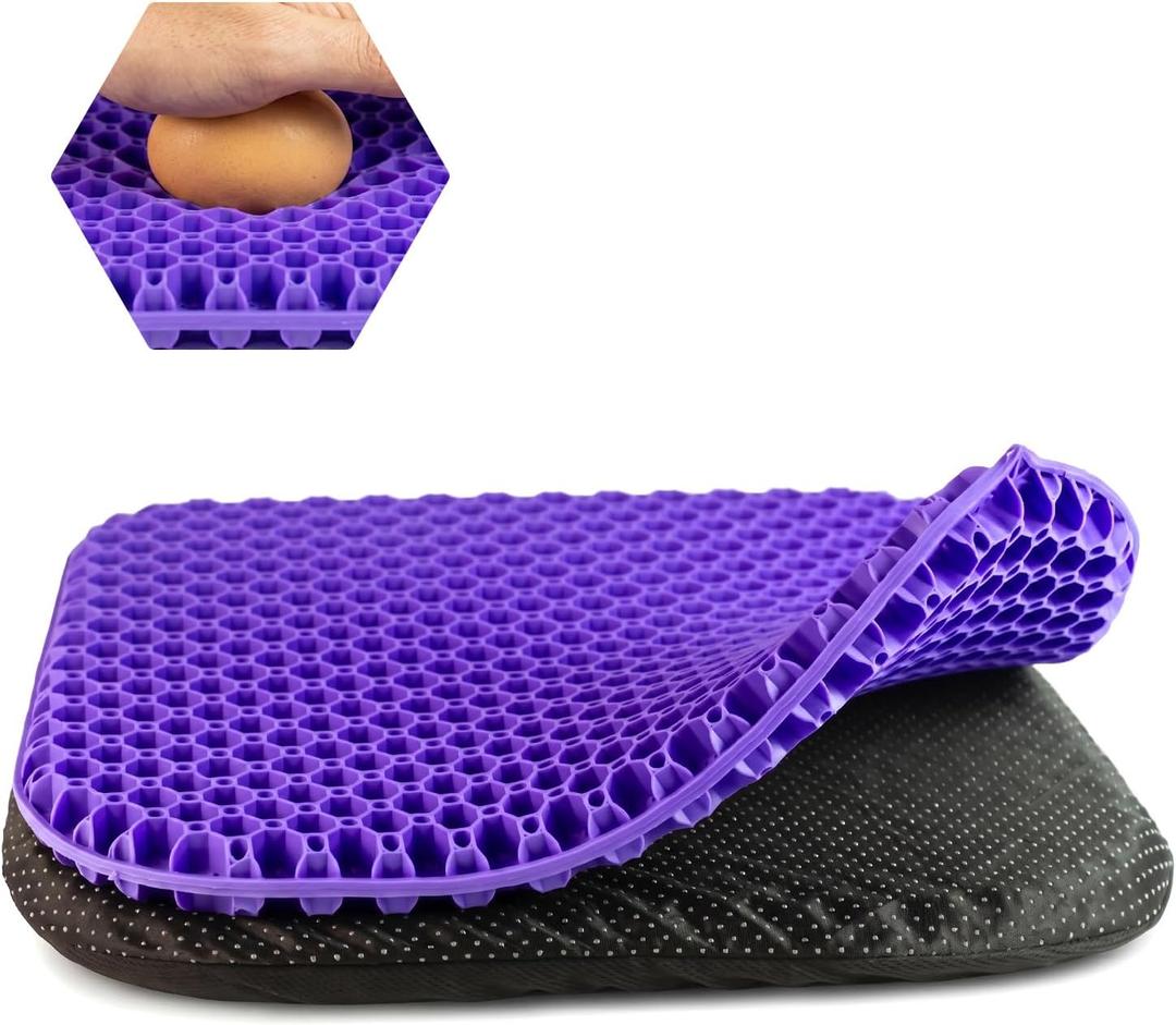 Shouken Large Gel Seat Cushion for Long Sitting - 18 x 17 Inches, with Non-Slip Cover, Soft & Breathable, Gel Chair Cushion for Wheelchair, Car, Desk, Home, Office Chair, Hip Pain Relief