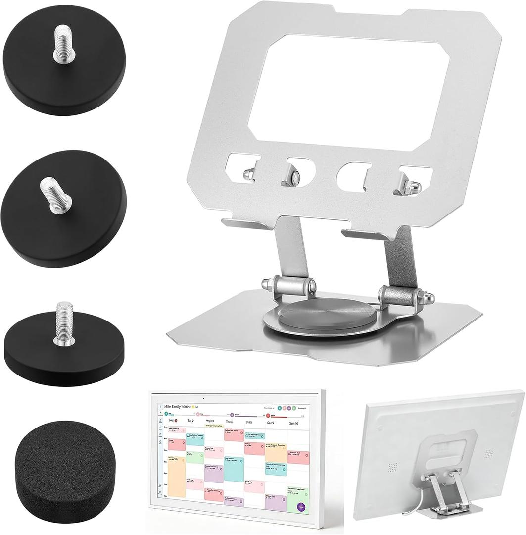 Xuhal Adjustable Desktop Stand and Magnetic Fridge Mount Compatible with Skylight 15 Inch Calendar, Freestanding Desk Refrigerator Calendar Stable Base for Digital Family Organizer